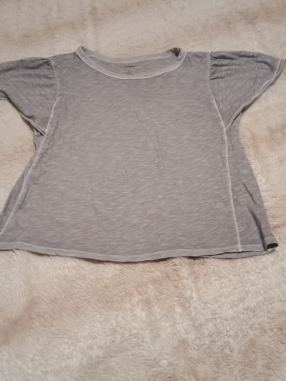 Women Short Sleeve Crewneck Top - Light Gray